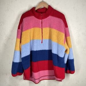 Old Navy 3X Women's Rainbow Striped Fleece Plus Size Oversized
